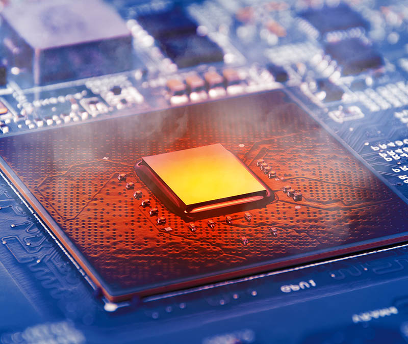 A processor with an abnormally high CPU temperature.