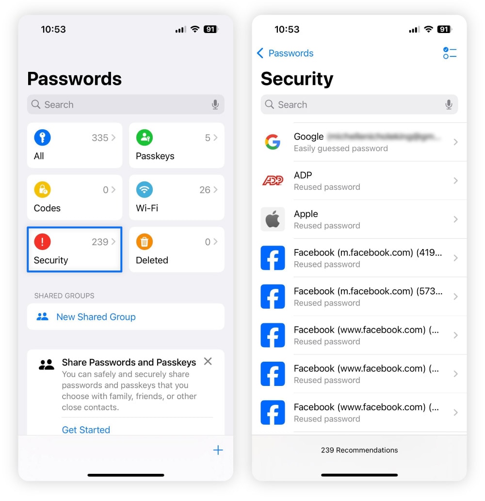 Steps to check for compromised passwords on your iPhone.