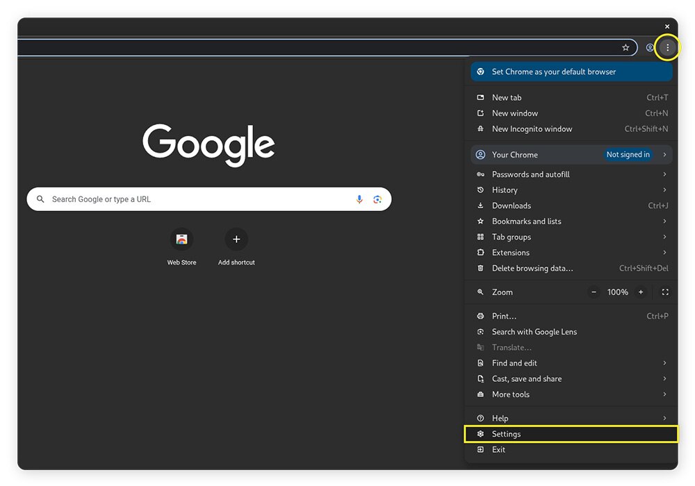 Opening Chrome settings to enable hardware acceleration.